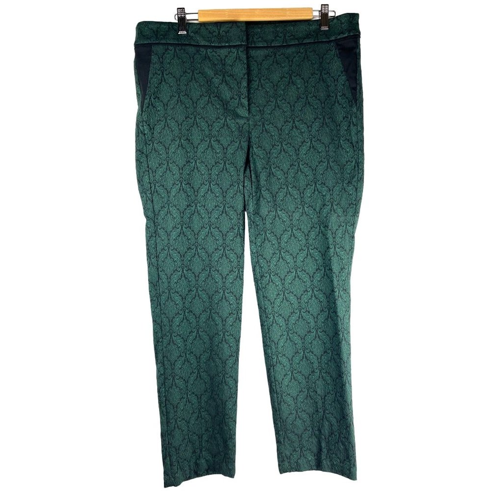 roz & Ali Green Baroque Pants, Women's Size 16